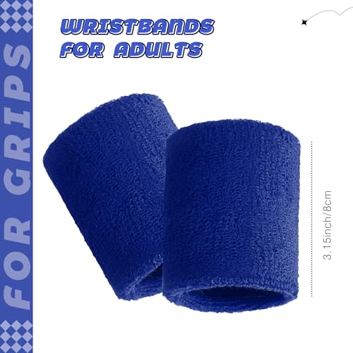Image of Bememo 24 Pcs Wrist Sweatbands Bulk Sports Wrist Bands for Men Women Breathable Athletic Tennis Wristbands Stretchy Absorbent Cotton Terry for Basketball, Baseball, Gym, Working Out