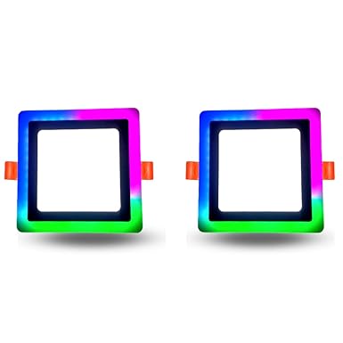 D'Mak 16 Watt 12+4 Square Double Colour LED Conceal Panel Side 3D Effect Light (White & PGB, 2)