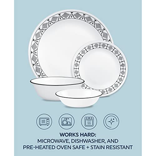 Corelle Cusco 16pc, Service for 4, Dinnerware Set, 8 Plates 8 Bowls, Chip & Break Resistant, Dinner Plates and Dinner Bowls, Corelleware Plates, White - Image 6