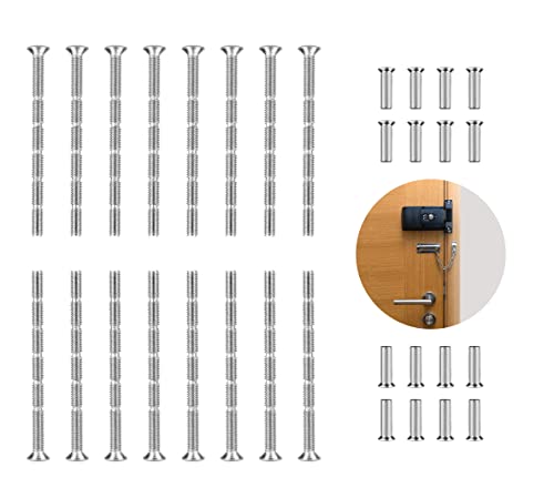 Rifrpha 16 Juegos Tornillos Manetas Puerta Tornillos M4 de ConexiÓN y FijaciÓN Acero Niquelado Perno de Manguito de ConexiÓN Tornillo Para Manijas de Puerta Para Tirador de Puerta, Pomos