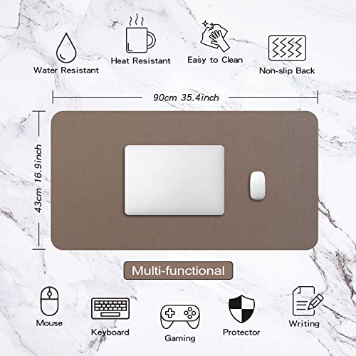 Image of Desk Pad Large, DOBAOJIA Desk Mat, Laptop Mat, Writing Pad, Desk Blotter, Extended Mouse Mat, Large Mouse Pad for Office /Home, PU Leather Waterproof +Suede Non-Slip 35.4 inch X 16.9 inch (Mud)