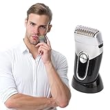 Folienrasierer für Männer Elektrorasierer USB Wiederaufladbarer Kabelloser Wasserdichter Bartschneider mit LED-Anzeige für Männer Weiß Silber