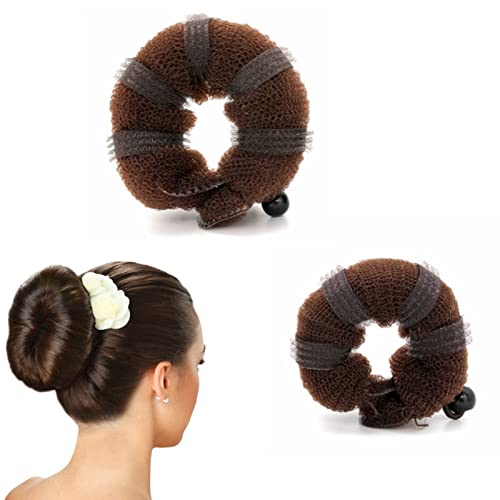 2Pcs Bun Maker Magic Hair Bun Maker Hair Donut Brown Hair Donut Hair Bun Styler Buns Shaper Beauty Hot Buns Set for Women Girls(1 Large+1 Small)