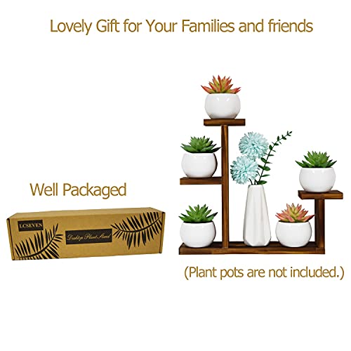 Lcseven Wood Plant Stand, Small Plant Stands For Indoor Tabletop Desktop, Mini Succulent Windowsill Shelf, Flower Herb Display Holder Rack For Home, Office, Living Room, Bedroom Decoration #TOP2