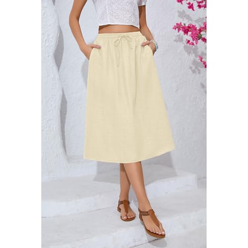 Image of Witsmile Women's Summer Pleated High Waisted Casual Flowy Skirt Pockets