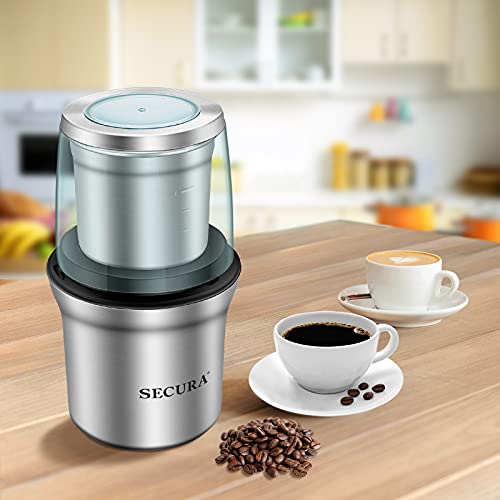 Secura Coffee Grinder Electric, 2.5oz/75g Large Capacity Spice Grinder