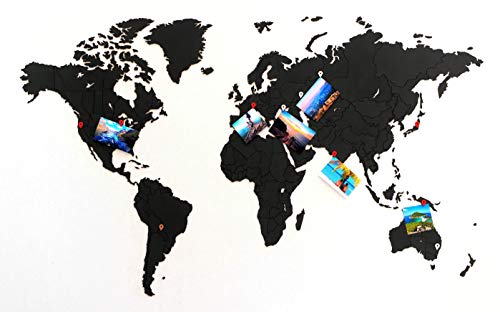 MiMi Innovations - Puzzle de madera de lujo World Map True Puzzle 100 x 60 cm - Negro