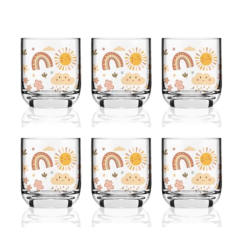 Sahm Fairy World Kindergläser Set 6 tlg 230ml - Premium Kinderbecher mit süßen Motiven - Bedrucktes Glas im stilvollen Design - Hochwertige und zeitlose Trinkbecher für die ganze Familie