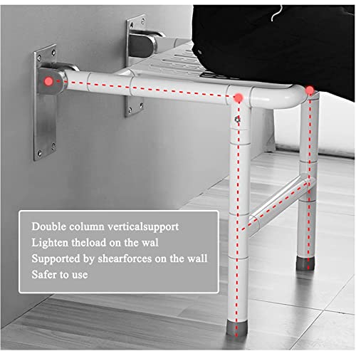 Taburete de ducha plegable, asiento plegable montado en la pared, capacidad de peso de 350 kg, ayuda de baño ideal para personas mayores y discapacitados, patas de goma para mayor estabilidad