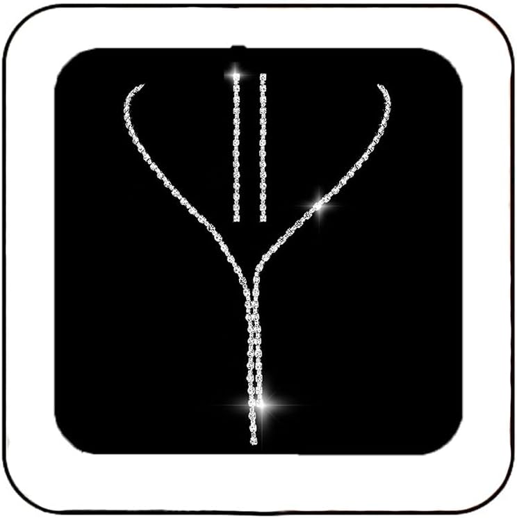 Unicra Bride Necklace Earrings Set Rhinestone Bridal Wedding Jewelry Sets Silver Prom Costume Choker Necklaces for Women