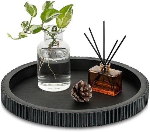 Hanobe Decorative Tray for Coffee Table: 12" Black Round Centerpi...
