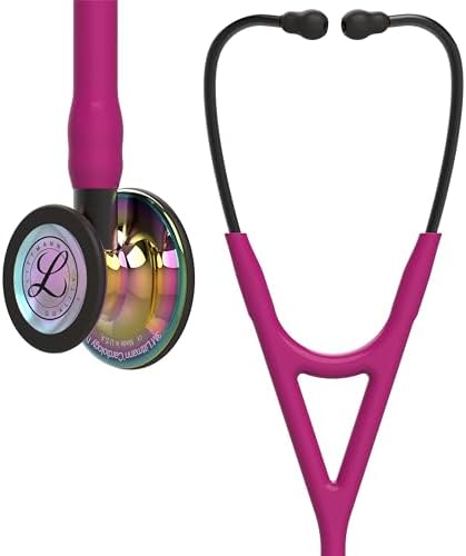 3M Littmann Cardiology IV Diagnostic Stethoscope, High Polish Rainbow-Finish Chestpiece, Raspberry Tube, Smoke Stem and Smoke Headset, 27 inch, 6241
