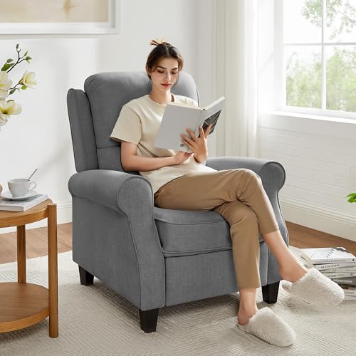 Recliner Chair for Living Room, Modern Reclining Sofa Home Theater Seating with Upholstered Push Back, Mid-Century Reclining Armchair with Lumbar Support, Bedroom, Reading Nook, Office, Set of 2