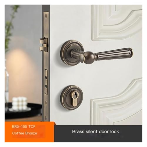 Serrure à pêne coulissant Coffee Bronze pour porte de sous-sol et grange rustique - 3