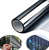 Fensterfolie Selbsthaftend Spiegelfolie Sonnenschutzfolie für Außen und Innenmontage,Fensterfolie,Sichtschutz Fenster Klebefolie Statische Folie Dunkel für Schlafzimmer Badezimmer (30*200cm)