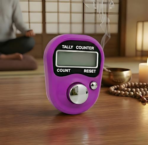 5 Digit Naam Jap Counter|Tasbih Counter|Mini Digital Tally Counter Finger Ring|Chanting Count Machine for Meditation, Mantra Jap,Cricket Umpire|Digital Counting Device (1011 Purple Tally Counter)
