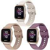 ViCRiOR Bands Compatible with Garmin Venu SQ/Venu Sq 2 /Venu Smart Watch, Soft Silicone Fadeless Pattern Printed Floral Replacement Band for Garmin Venu sq Music (3 Pack(Stone+Starlight+Smoke Violet)