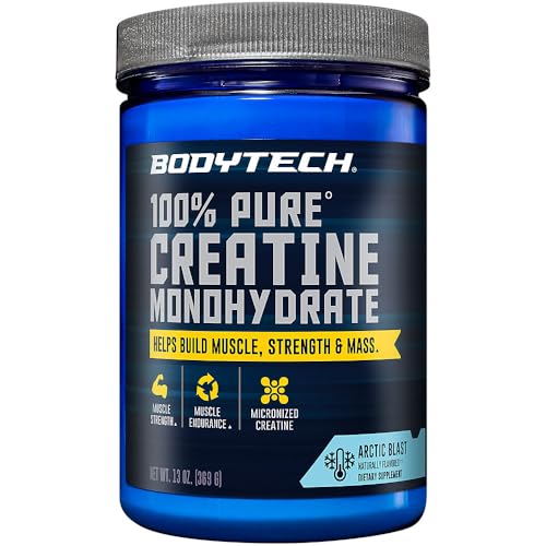 BodyTech 100% Pure Creatine Monohydrate Powder - Micronized for Maximum Absorption - Supports Muscle Strength & Power Output - Arctic Blast (13 oz, 55 Servings)