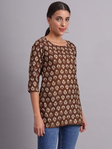 Image of PATLANI Women's Cotton Printed Short Fullstitched Kurti /Kurtas.