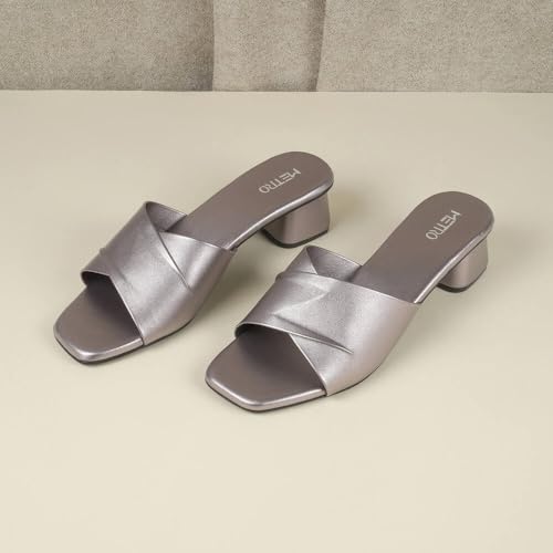 Image of Metro Women's Faux Leather Formal Block Heel Fashion Sandals