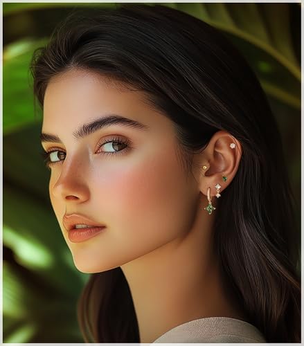 Gold Flat Back Stud Earrings Set Surgical Stainless Steel Dainty Cartilage Earring Pack for Women Men