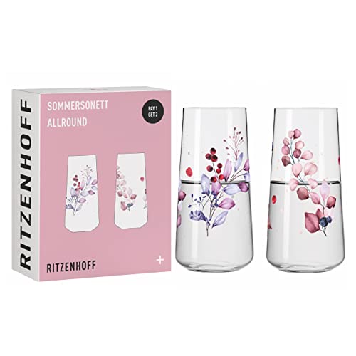Ritzenhoff 6241001 Summer Sonett Lot de 2 verres universels avec motif baies – Fabriqué en Allemagne, Rose, Rouge, Violet Ritzenhoff 6241001 Summer Sonett Lot de 2 verres universels avec motif baies – Fabriqué en Allemagne, Rose, Rouge, Violet