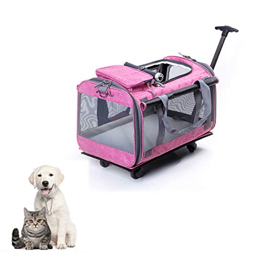 Tineer Multifuncional Bolso Pet Dog Carrier Stroller con Ruedas extraíbles  Travel Mochila