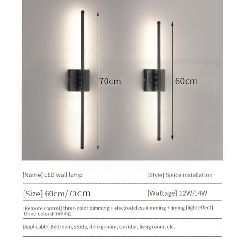 Aplique de pared LED de 70cm interior con luz regulable y mando 6