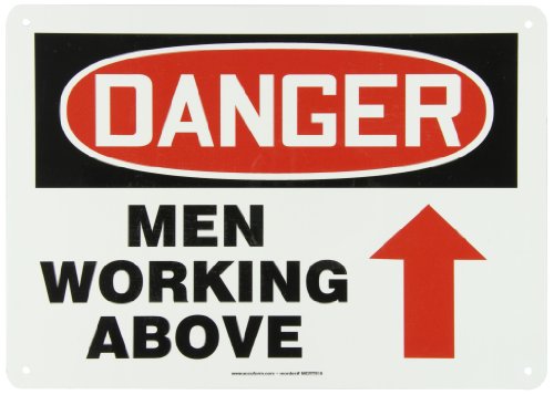 Panneau de signalisation danger hommes au travail pour chantier suspendu