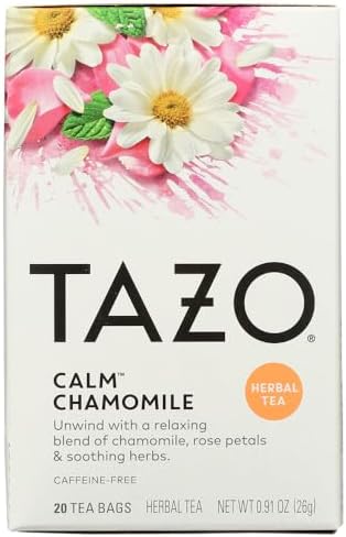 Tazo Calm Herbal Infusion Tea, Caffeine Free, 20-count Tea Bags (Pack of 6)