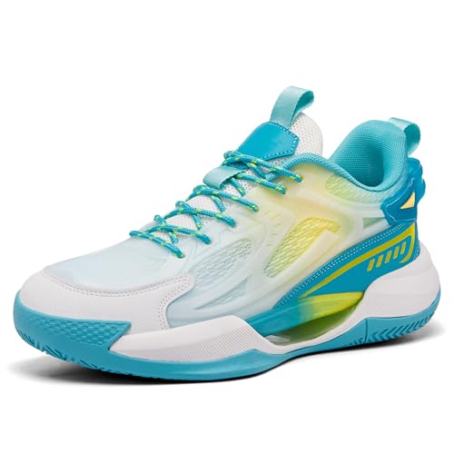 KIUSMETY Women's Basketball Shoes Volleyball Sneakers Non Slip Breathable Comfortable Lightweight Fashion with Support Indoor Outdoor for Unisex-Adult Yellow Size 6.5