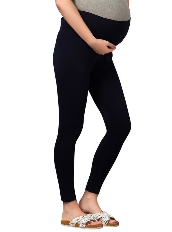 Image of Women's Cotton Lycra Over The Belly Maternity Leggings for Pregnant Women for Pre & Post Pregnancy