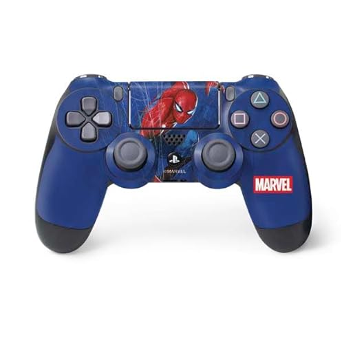 Skinit Decal Gaming Skin Compatible with PS4 Controller - Officially Licensed Marvel Spiderman World of Webs Design