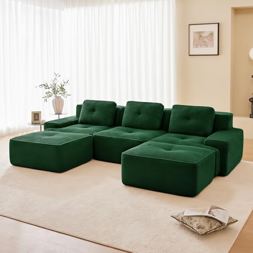 Image of Corduroy Modular Sectional Sofa, Oversized Cloud Couches for Living Room