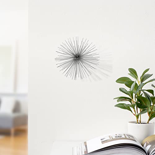 Torre & Tagus Silver Spike Hanging Wall Pod Decoration/Tabletop Sculpture - Handmade 3D Round Starburst Firework Mid Century Modern Home Decor Accent With Geometric Abstract Design (6-Inch Diameter) #TOP3