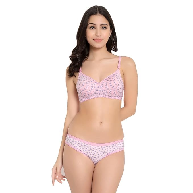 qoxolyz Printed Bra Panty Set Cotton Bra Panty Set Combo Women Bra with Low West Panty Set Women Lingerie Set Cotton Bra Panty Set for Women Sexy Hot Bra Panty Set Lightly-Padded-picture-36