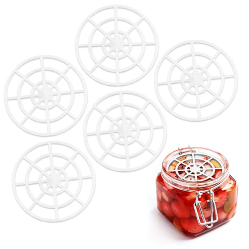 KLINNA Lot de 5 Pots de Fermentation pour Le marinage des concombres, Poids de Fermentation pour bocaux de Conserve, Design en Maille, Kimchi choucroute, légumes, pour Le marinage et la Fermentation