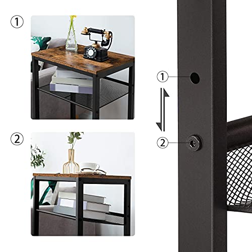 HOOBRO Hoge bijzettafel, industriële telefoontafel, slank nachtkastje, bank-bijzettafel, met 3-laags opbergplanken, smal… - Image 4