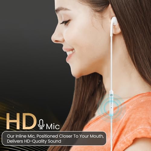 Portronics Conch Theta A in Ear 3.5mm Wired Earphones with In Line HD Mic, Powerful Audio, 14.2mm Dynamic Driver, Unique Earbuds Design, TPE Anti Tangle Wire,In line Controls,Wide Compatibility(White) view 2