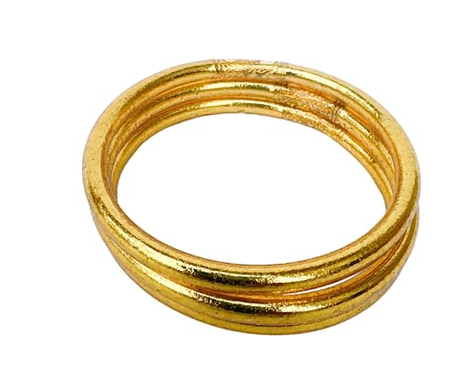 EMME Bangles EVERYDAY RAIN OR SHINE BRACELETS THAI - 3 Piece Set (light gold, large) by EMME Bangles - Used condition - Image 2