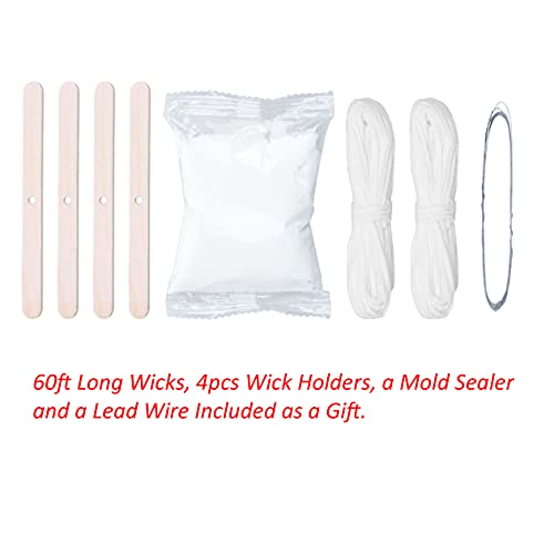MILIVIXAY 4PCS Pillar Candle Molds for Candle Making- 60ft Long Wicks, 4pcs Wick Holders - Image 3