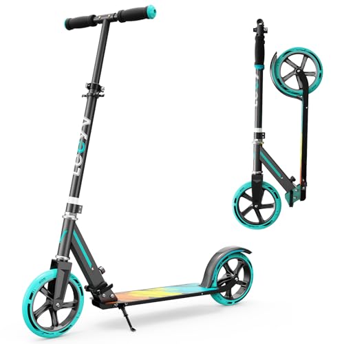 Scooter for Kids 6–12 & Adults, Foldable Kids Scooter with Big Wheels, Adjustable Height, Aluminium Frame, Holds Up to 240 LBS