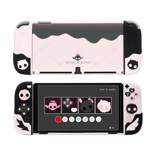 Image of GeekShare Protective Case for Switch OLED Model,Anti-Scratch Slim Cover Case Compatible with Switch OLED Separable Soft Silicone Shell with 2 Thumb Grip Caps- Sweetheart Skull