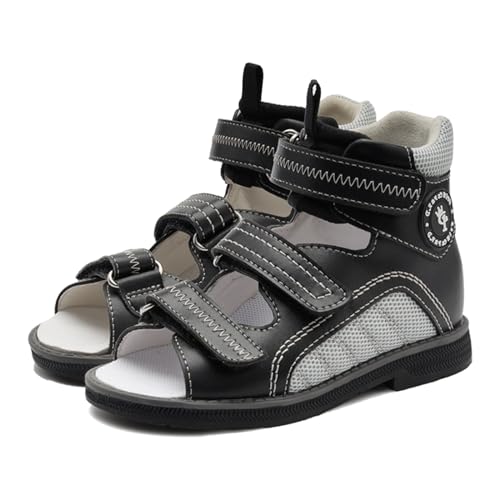 Toddlers Orthopedic Sandals with Arch and Ankle Support,Kids High Back Black Shoes