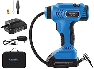 WISETOOL Cordless Tire Inflator Car Air Compressor,20V Portable Car Tire Pump with Digital Pressure Gauge,2.0A Li-ion Battery,150PSI Wireless Air Pump for Car Tire,SUV,Bicycle and Inflatable Ball