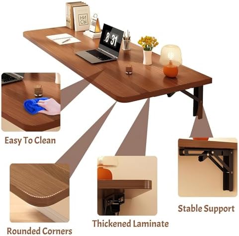 Wall Mounted Foldable Desk Simple & Computer Table Space Saving Floating Workstation Easy Assembly Versatile Design (White 60 * 30cm 23.6 * 11.8in)