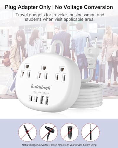 Adaptateur de prise de voyage européen, rallonge européenne 3 pieds – Image 3