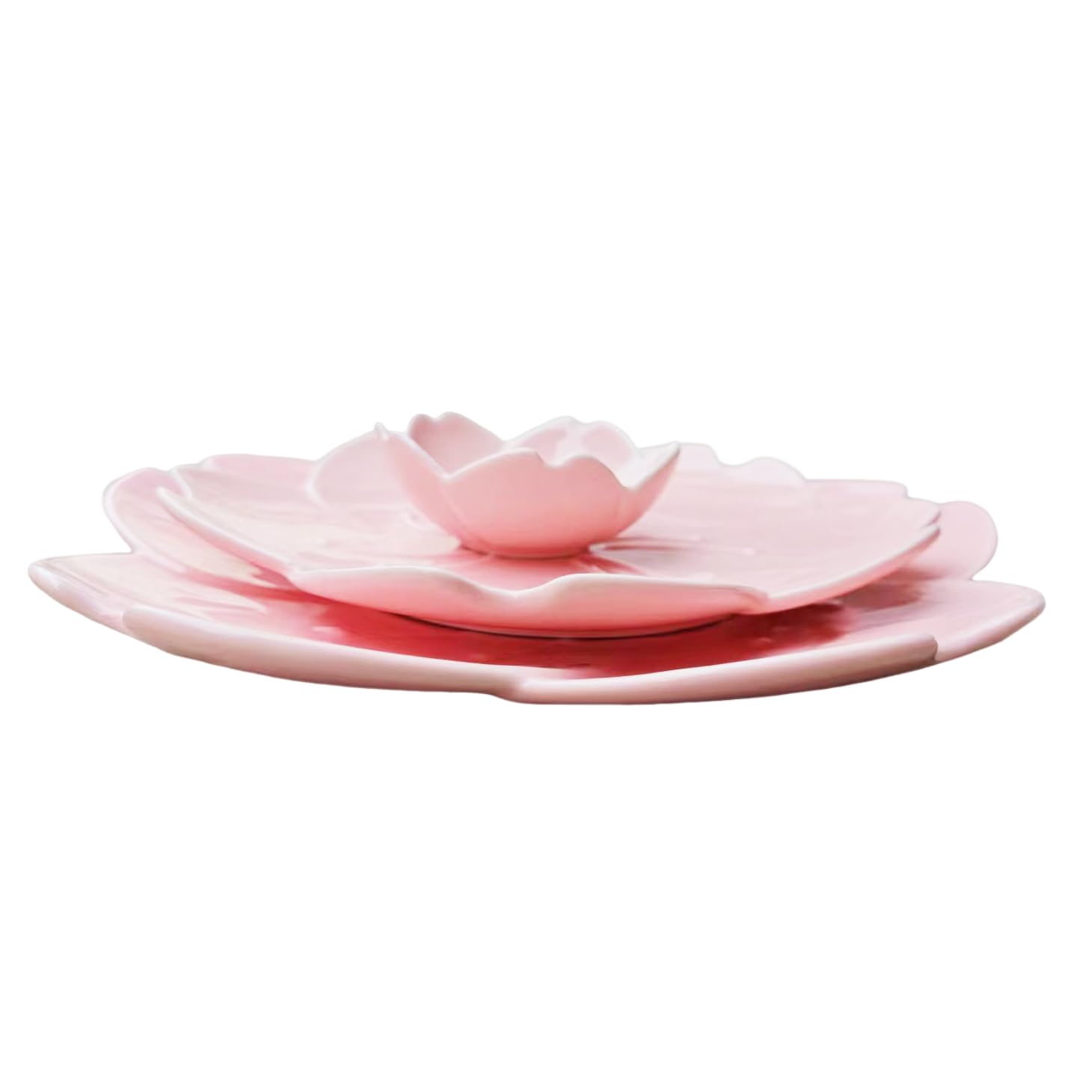 Eleganckie porcelanowe talerze w kwiaty, zestaw 3 wytrzymałych zastaw stołowych, na fantazyjne przyjęcie herbaciane, kolację, deser, wielofunkcyjne, białe i różowe talerze