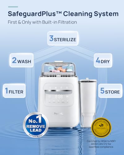 Image of Papablic SafeguardPlus Bottle Washer, Sterilizer &Dryer, Water Purification | 8 Bottles Capacity, 12-Min Fast Wash, 360 Deep Clean, Baby Bottle Washer for Bottles, Pump Parts, Baby Essentials