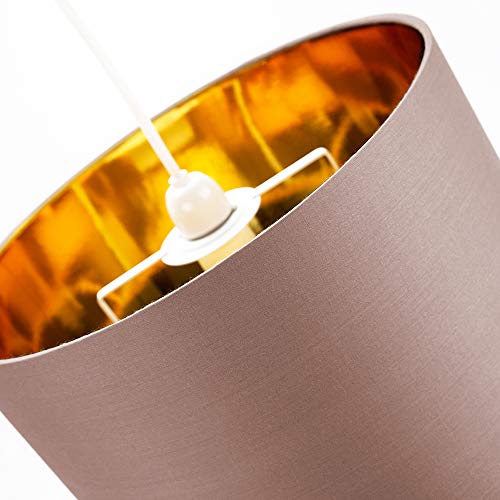 Contemporary and Chic Taupe Cotton 12" Table or Pendant Circular Drum Lamp Shade with Shiny Copper Inner - 60watt Maximum by Happy Homewares